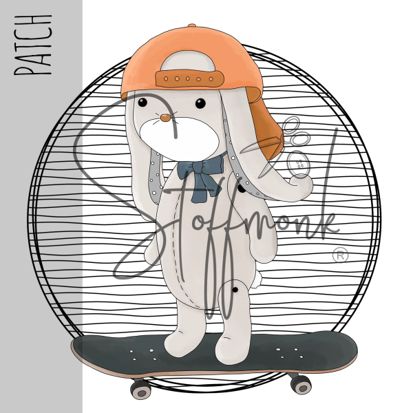 Patch / Aufnäher  - Skater Bär - Streifen ohne Text